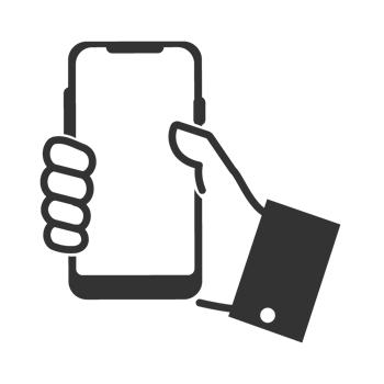 A hand holding a smartphone on a black background png