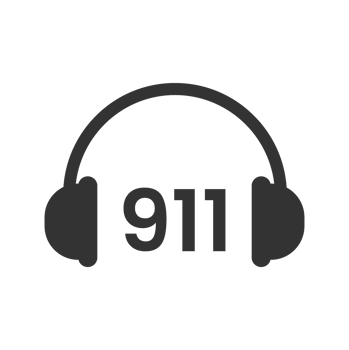 911 call center logo with headphones png