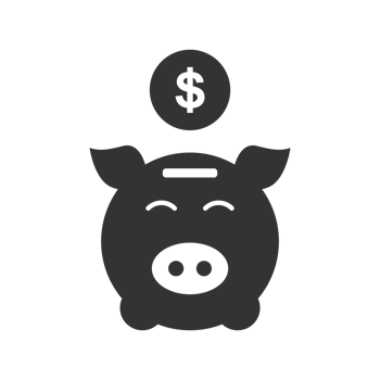 A black piggy bank with a dollar sign on it png