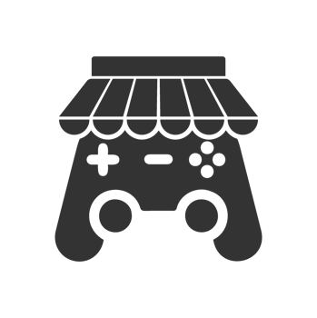 A black and white icon of a game controller png