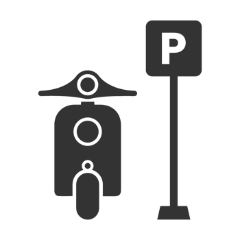 illustration of motorbike parking icon in dark color and transparent background png