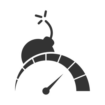 A black and white speedometer with a bomb png
