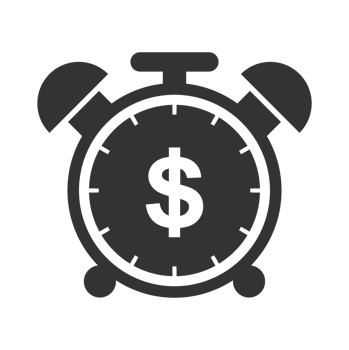 An alarm clock with dollar sign icon png