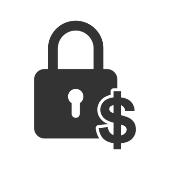 A black and white image of a padlock with a dollar sign png