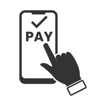 A hand is touching a pay button on a phone png