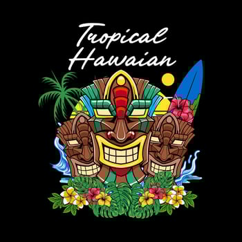 Tropical Hawaiian Tiki Mask Mascot Cartoon Character Illustration vector