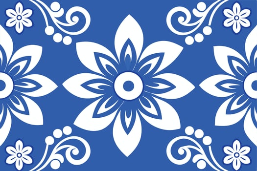 Elegant Blue and White Floral Pattern Design vector