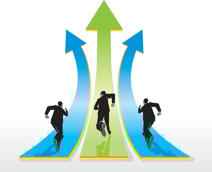 Business people running on arrows vector