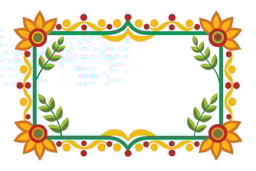 Vibrant Floral Mexican Fiesta Frame, Festive Design for Invitations, Joyful and Colorful Border for Celebrations vector