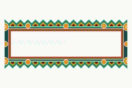 Vibrant Green and Orange Decorative Border Frame, Perfect for Festive Designs and Tribal-Inspired Projects, Adding a Cheerful and Playful Mood vector