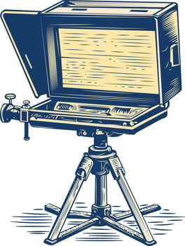 Vintage style icon of a teleprompter device vector