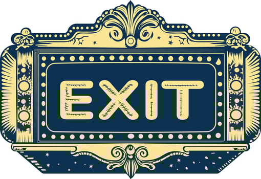 Vintage icon depicting an exit sign vector