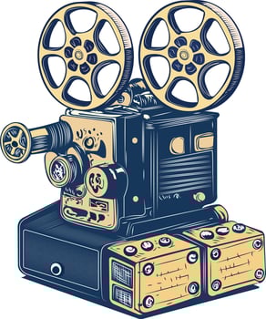 A sketchy vintage icon of projection booth vector