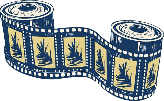A vintage style icon of an filmstrip vector