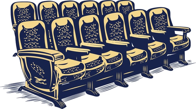 Theatre seats icon in vintage style vector