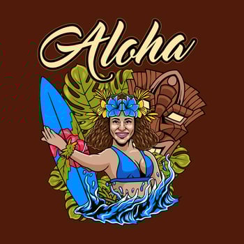 Hula Girl Aloha Hawaii Mascot Character Illustration vector