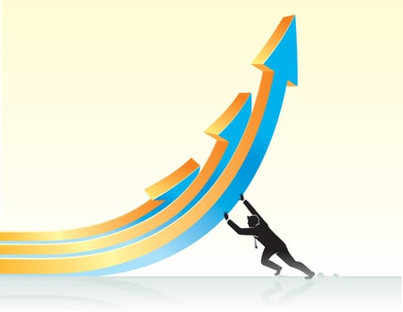 Businessman pushing up arrow vector