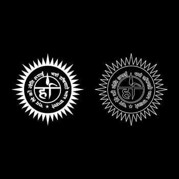 Ravidasi Khar Nishan symbol Harr Nishaan Shri Guru Ravidas Ji Hari god set icon white color solid fill outline contour line thin style vector