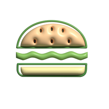 3D Burger Icon with Lettuce and Bun png