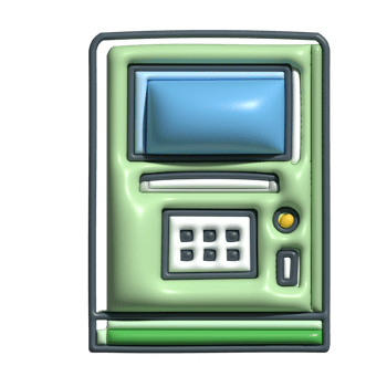 3D ATM Machine Icon with Screen and Keypad png
