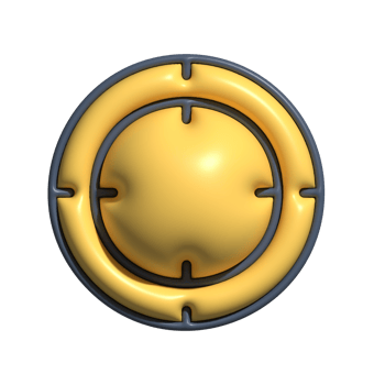 3D Glossy Golden Shield Icon with Circular Design png