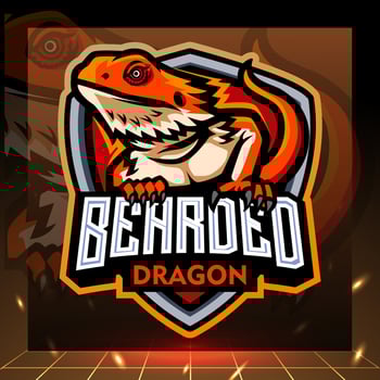 Bearded dragon mascot esport logo design vector