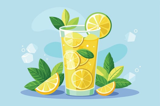Refreshing lemonade illustration in a glass, perfect for summer. vector