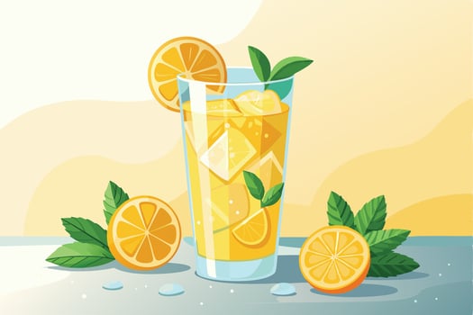 Refreshing summer lemonade in a glass, perfect for a hot day. vector