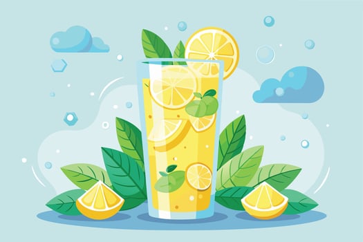 A Deliciously refreshing lemon iced tea illustration. vector