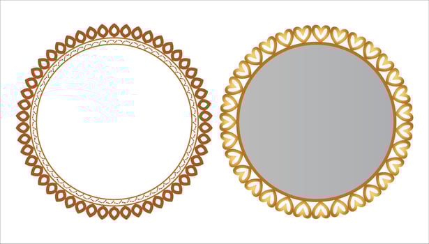 Gold twisted rope circle frame round border braided silk cord ring luxury jewelry set vector