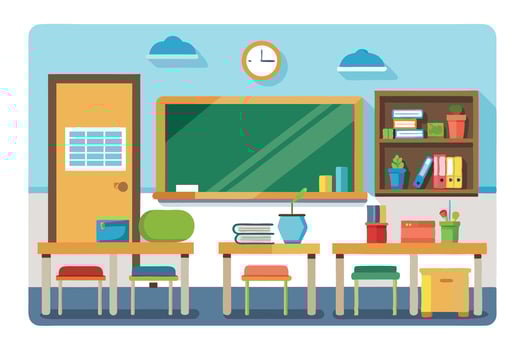 A Colorful Classroom Interior, Ready for Learning vector