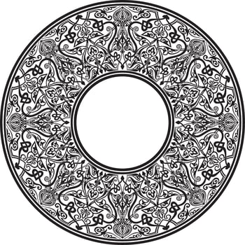monochrome round oriental ornament. Arabic patterned circle of Iran, Iraq, Turkey, Syria vector