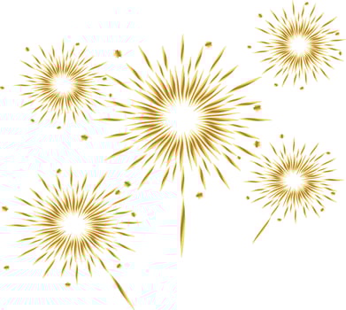 Gold fireworks golden set vector