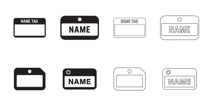 Name Tag Icon Set with Clean Lines vector