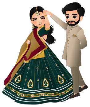 Romantic Lovers Couple in traditional indian dress cartoon dancing png