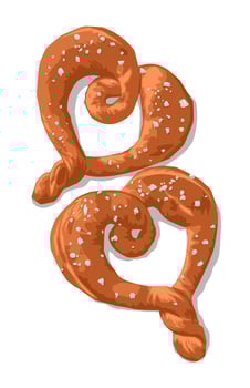 Delicious pretsel love cookies with sugar issolated on white vector