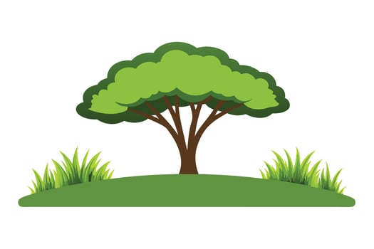 A Lush green tree on a grassy hill vector