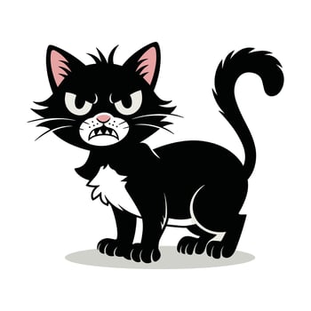 Angry Black Cat Cartoon Illustration vector