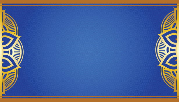 Blue background with golden designs vector
