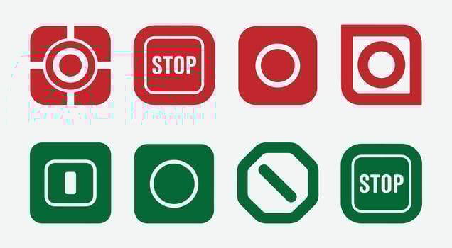 Minimal Stop Button Icon Set. Bold Stop Symbol Pack. Clean Stop Button Vectors. Simple Stop Button Silhouettes. vector