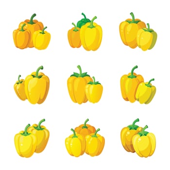 Yellow bell pepper set vector