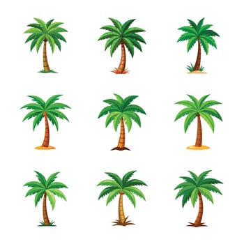 Pack of different palm trees vector