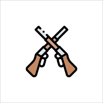 Two guns crossed icon in a line style vector