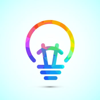 Electric light bulb icon, Creative idea icon, low poly style vector