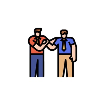 Two men shaking hands with each other in a line vector