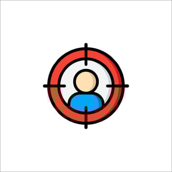 A person is in a target crosshair icon vector
