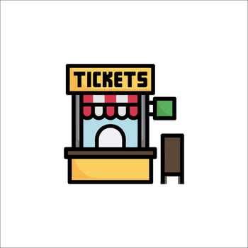 A ticket booth with a sign that says tickets vector