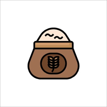 Rice bag icon on white background vector