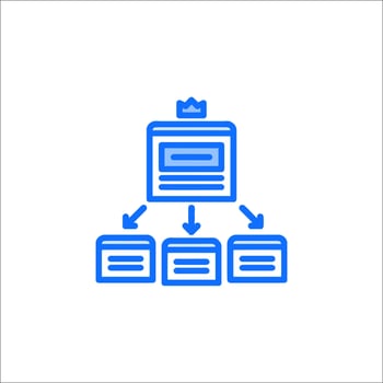 A blue icon of a stack of documents vector