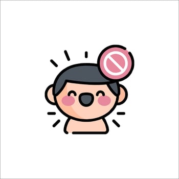 A cartoon character with a pink hat and a no sign vector